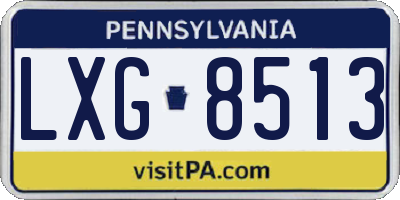PA license plate LXG8513