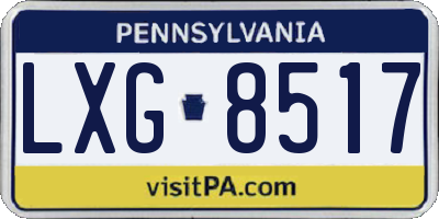 PA license plate LXG8517