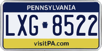 PA license plate LXG8522