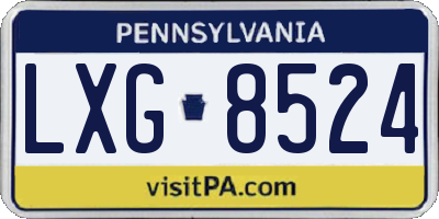 PA license plate LXG8524