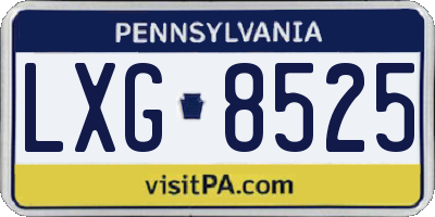 PA license plate LXG8525