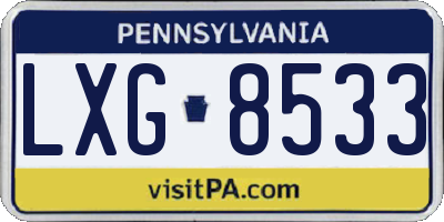 PA license plate LXG8533