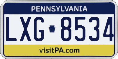 PA license plate LXG8534