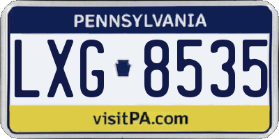 PA license plate LXG8535