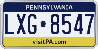 PA license plate LXG8547
