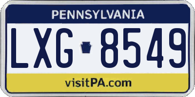 PA license plate LXG8549