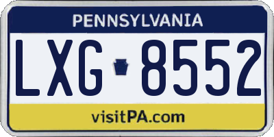PA license plate LXG8552