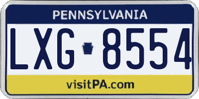 PA license plate LXG8554