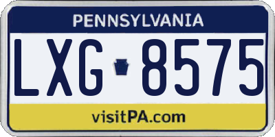 PA license plate LXG8575