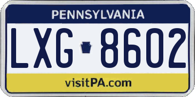 PA license plate LXG8602