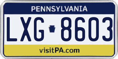 PA license plate LXG8603