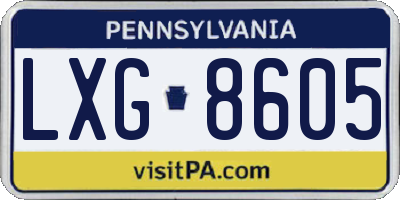 PA license plate LXG8605