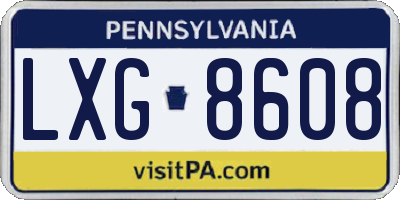 PA license plate LXG8608