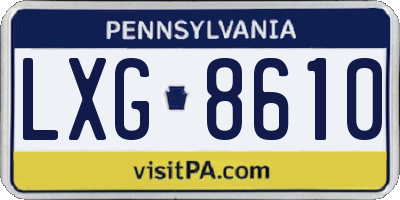 PA license plate LXG8610