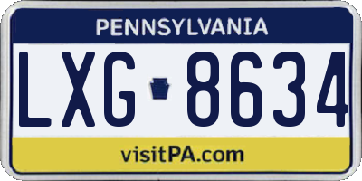 PA license plate LXG8634