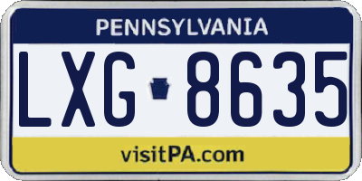 PA license plate LXG8635