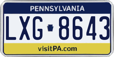 PA license plate LXG8643