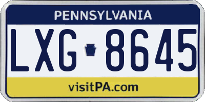 PA license plate LXG8645