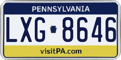PA license plate LXG8646