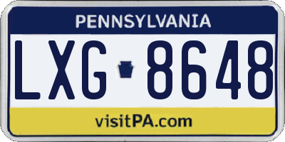 PA license plate LXG8648