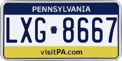 PA license plate LXG8667
