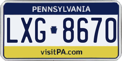 PA license plate LXG8670