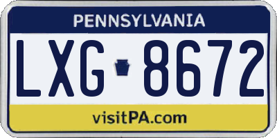 PA license plate LXG8672