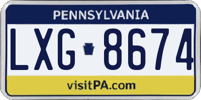 PA license plate LXG8674