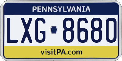 PA license plate LXG8680