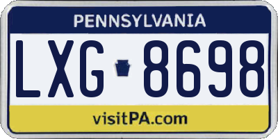 PA license plate LXG8698