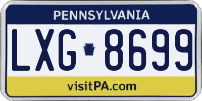 PA license plate LXG8699