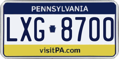 PA license plate LXG8700