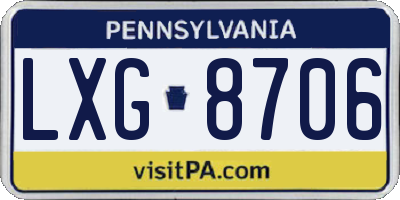 PA license plate LXG8706