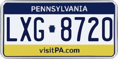 PA license plate LXG8720