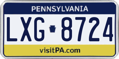 PA license plate LXG8724