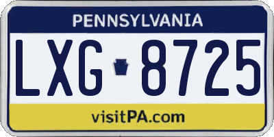 PA license plate LXG8725