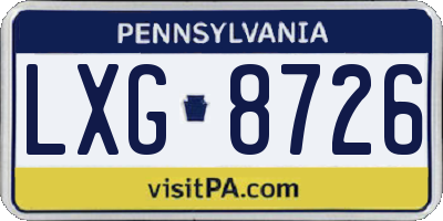 PA license plate LXG8726