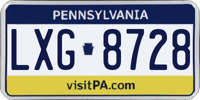 PA license plate LXG8728
