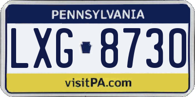 PA license plate LXG8730