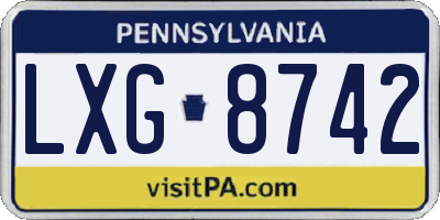 PA license plate LXG8742