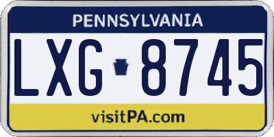 PA license plate LXG8745