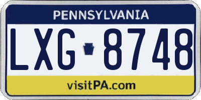 PA license plate LXG8748
