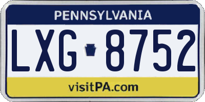 PA license plate LXG8752