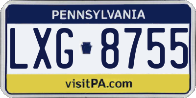 PA license plate LXG8755