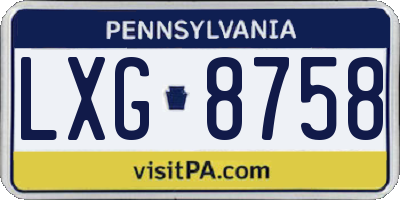 PA license plate LXG8758