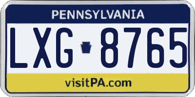 PA license plate LXG8765
