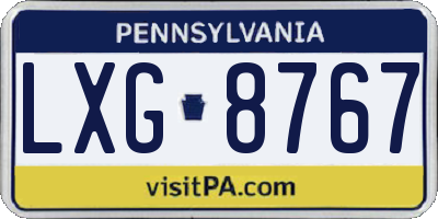 PA license plate LXG8767