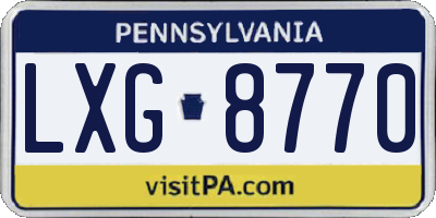 PA license plate LXG8770