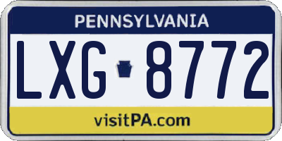 PA license plate LXG8772