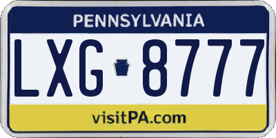 PA license plate LXG8777